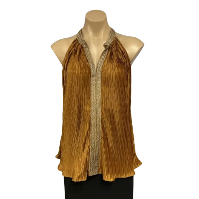 G.D.S. by Helenam Womens Size XS Copper / Embroidered Trim Sleeveless Top (new)
