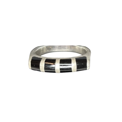  Womens Size P/7 Ring Black/Sterling Silver 925