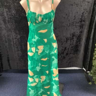  Womens Size 12 Green Print Margo Midi Dress