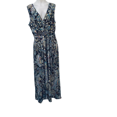 Caroline Morgan Womens  Size 18 Maxi Dress Black  / Multicoloured 