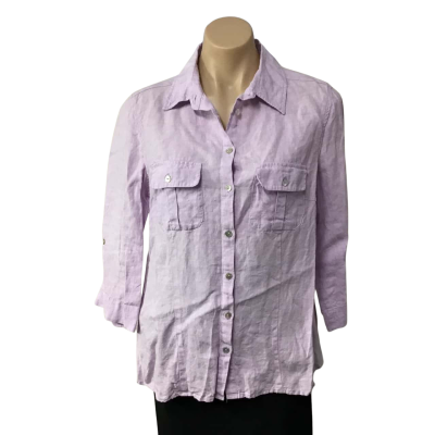 Noni B Womens Size 12 Mauve 100% Linen 3/4 Sleeve Shirt 