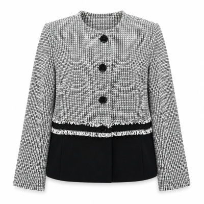 Perri Cutten Womens Black White Tweed Jacket Size 10 