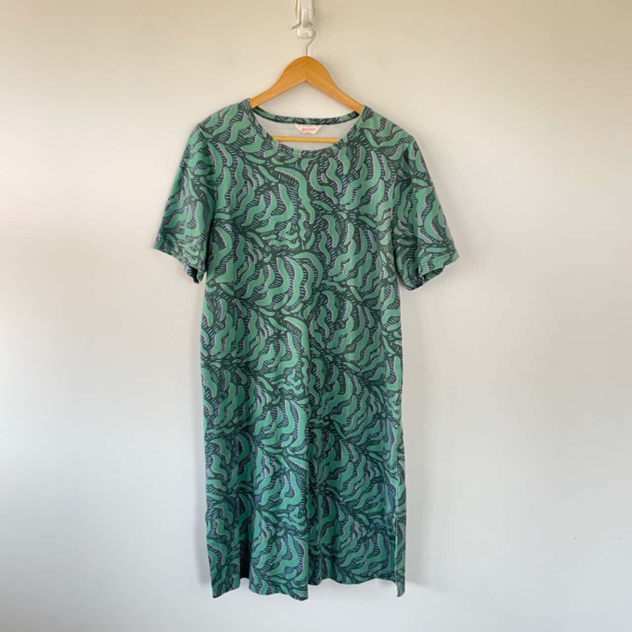 Gorman Green Pattern Organic Cotton Mini Dress Plus Size 16 / XXL (s)