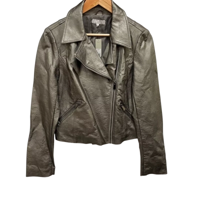  red herring Metallic PU Biker Jacket Size 14