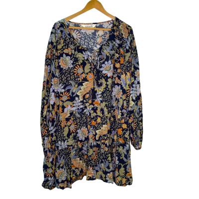 Virtuelle Womens  Size 24 Casual Dress Floral / Navy Blue 