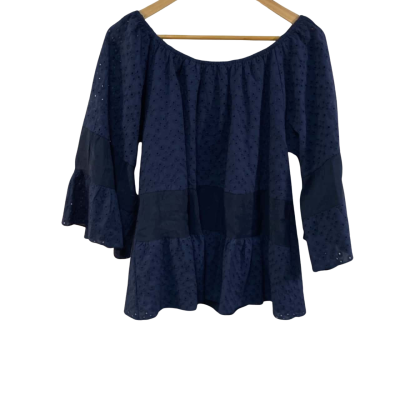 BNWT Liz Jordan Tiered Broderie Top Navy Blazer Size 12 RRP $139.99 