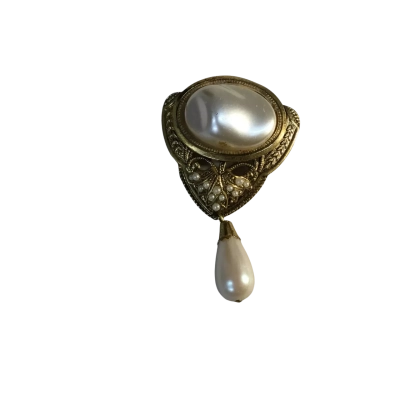  Vintage Victorian Revival Faux Pearl Brooch 