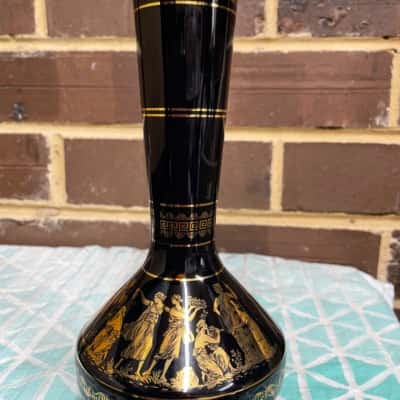 Black & Gold Vase - Hand Made In Greece In 24 Carat Gold