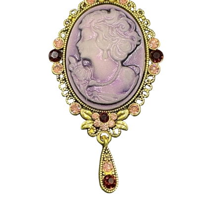  Womens Victoria style Brooch Gold / Pink  / Purple 