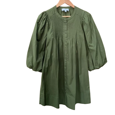Witchery Moss Green Balloon Sleeve Dress Size 6
