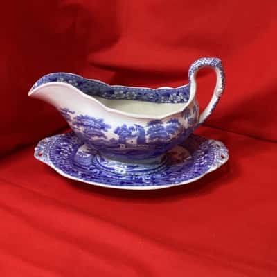 Antique Copelands Spode’s Tower Gravy Boat & Underplate