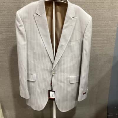 Bossini new pure wool blend Mens  Size 40s Blue / Grey / Pinstriped 