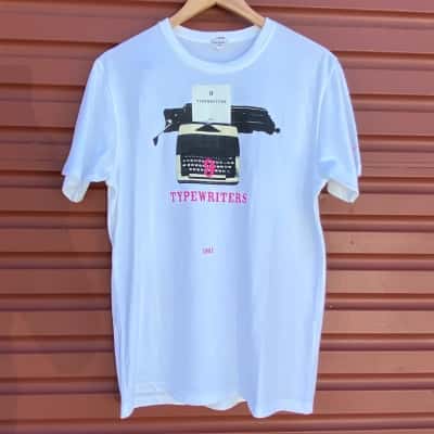 Paul Smith Mens Size L White Short Sleeve 'Typewriters' T-shirt  