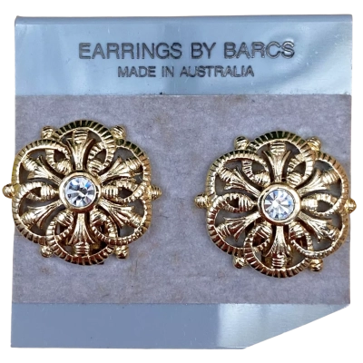 Barcs Vintage Gold-Tone/Diamante Clip On Earrings