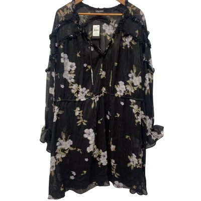 City Chic Womens  Size M Long Sleeve Dress / Midi Dress Black  / Floral 
