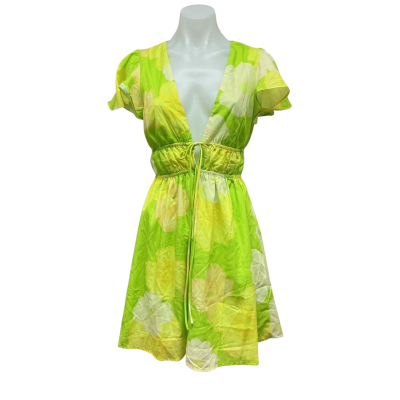 Mika & Gala Womens  Size 8 Mini Dress Floral / Green / White / Yellow 