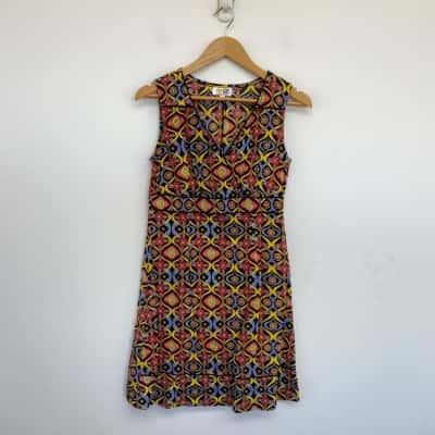 OM Design Black Red Floral Sleeveless Mini Dress  Size 8 