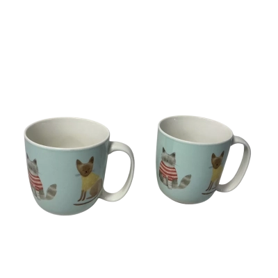 Maxwell & Williams Multicoloured Cats Pattern 2 x New Bone China Mugs