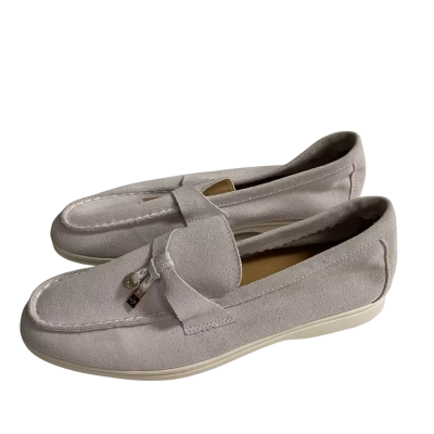 Coach Womens  Size 41 Lora Piana Summer Charms Walk Loafers Suede Pearl-Grey