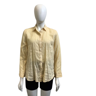 Sportscraft Womens  Size 10 Button Up Linen Shirt Light Yellow