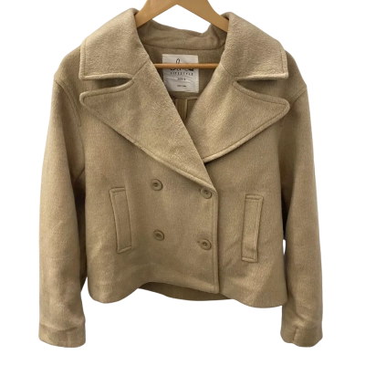 Elm Womens  Size S Cropped Jacket Beige 