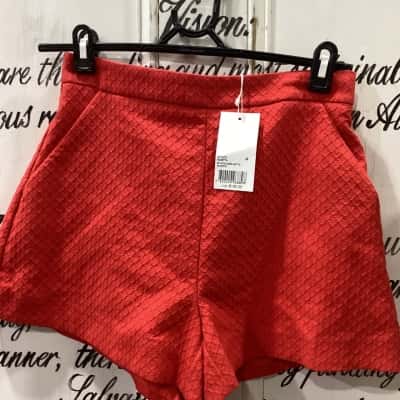 Kookai Womens  Size 28 High Wasted Shorts Coral / Red 