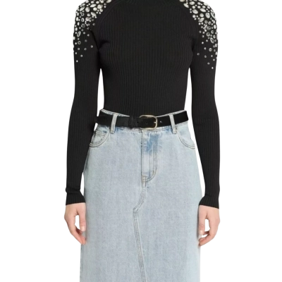 Black Aphrodite - Embellished Knit Top by Sass & Bide.