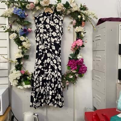 Hobbs Womens  Size 10 Floral Dress Black  / White 