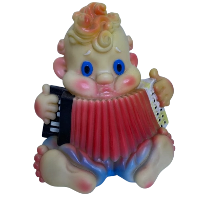 Vintage Soviet Rubber Doll Harmonica Player