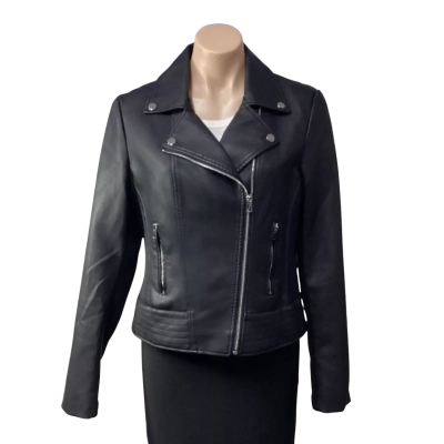Forever New Womens Size 12 Black Cropped Biker Jacket