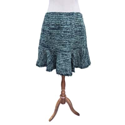  Rebecca Taylor Tweed Skirt Size 8 Green 