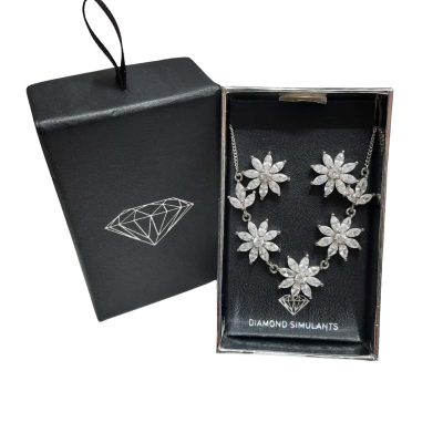 LOVISA Silver Tone Diamond Simulants Necklace and Earrings