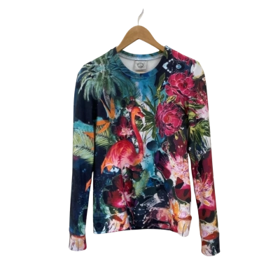 Mr Gugu & Miss Go Womens  Size S Long Sleeve Top Multicoloured / Flamingo Pattern 