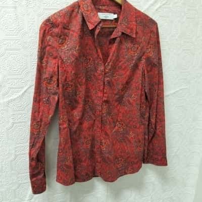 Sportscraft Womens Floral / Red Long Sleeve Shirt VGUC