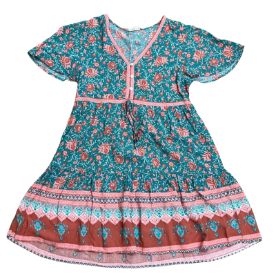 Iris Maxi Boho Multicoloured Floral Mini Dress Size 10