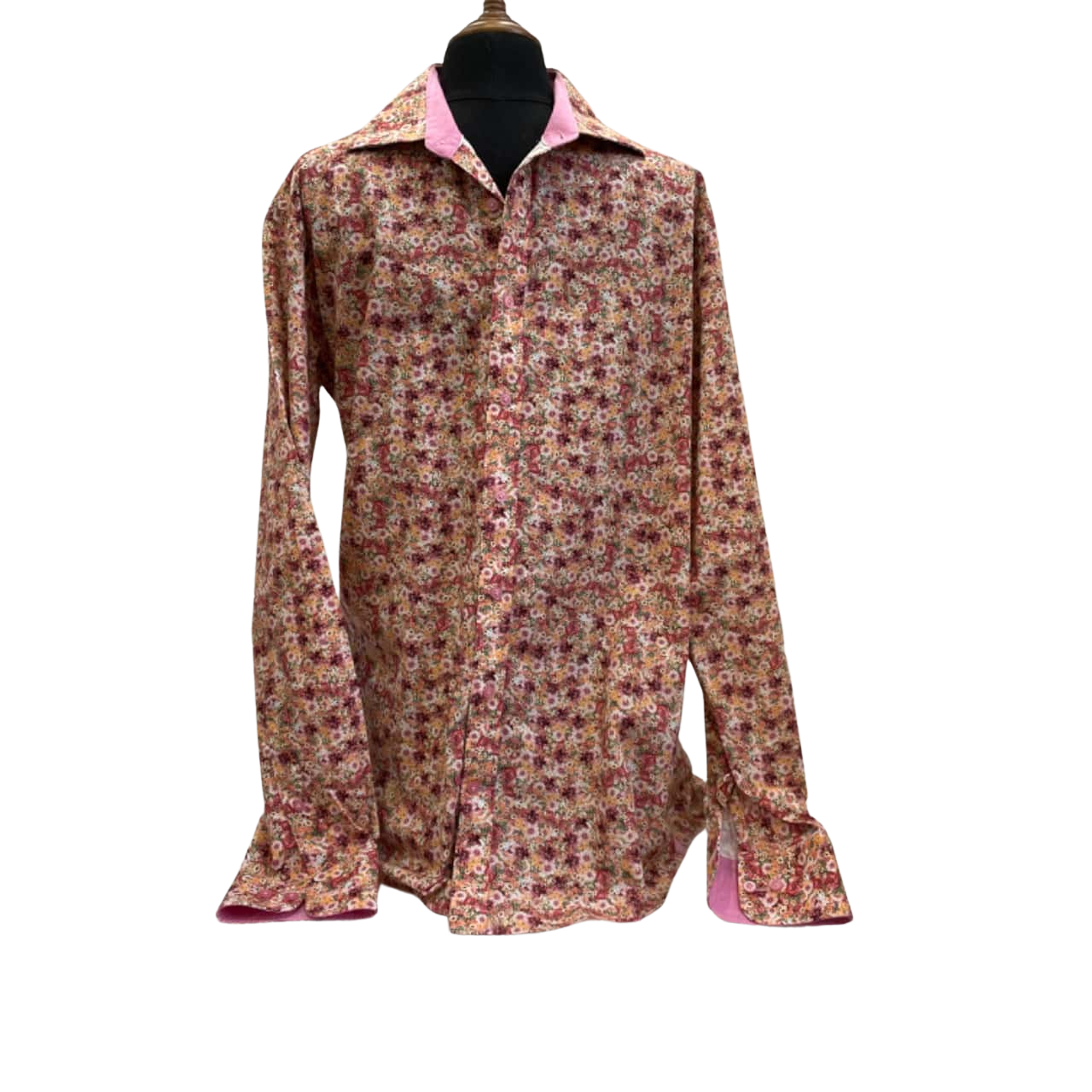Dom Bagnato Mens Size 43 Long Sleeve Floral Shirt (s)