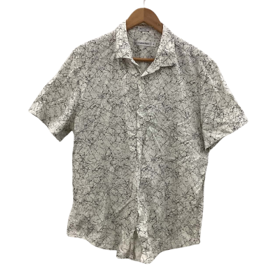 Calvin Klein Mens  Size L Printed Shirt Black  / White Splatter Button Up