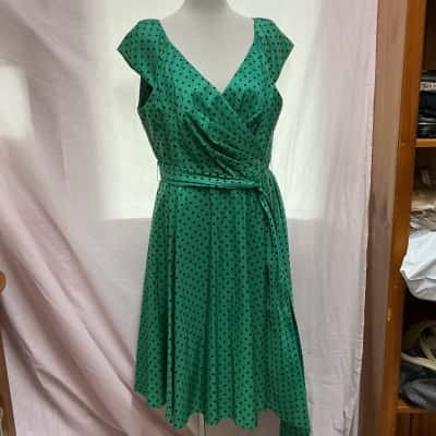 ME too Womens  Size 16 Party Dress Black  / Green / Polka Dot 