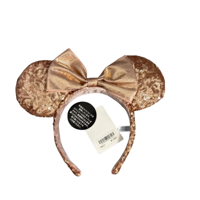 Tokyo Disney Resort Minnie Mouse Ears Headband Rose Gold Sequins BNWT