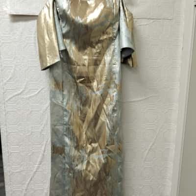 Carla Zampatti Womens  Size 8 Off The Shoulder Dress Gold VGUC