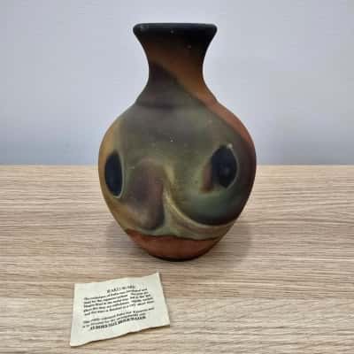 Raku-Ware Studio Pottery Small Vase - Signed 