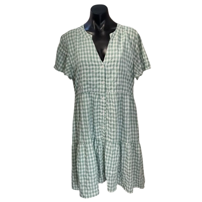  Orange sherbet  Size 14 Babydoll Dress Checked / Green / White 