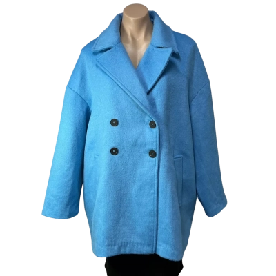 Sussan Womens Size 18 Blue Wool Blend Double-breasted Winter Coat (new)