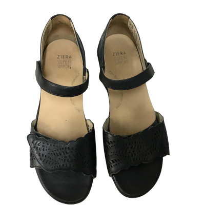 Ziera "Daphne" Super Support Adjustable Black Open Toe Sandal