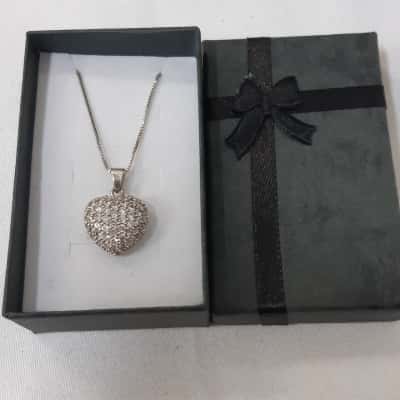 Angus & Coote Silver 925 Heart Pendant On Silver Chain 