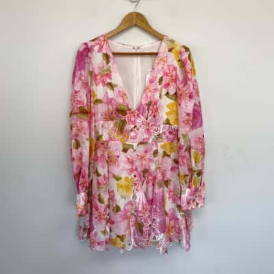 Billy J Pink Floral Felicity Mani Dress  Size 14 