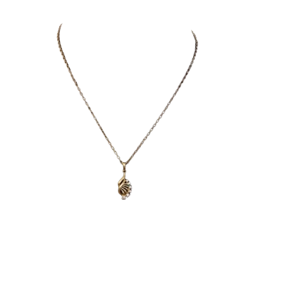 9ct Chain with 9ct Pendant with Clear Stones