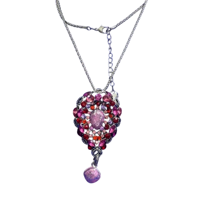  Womens 40cm drop pink stones teardrop Necklace 