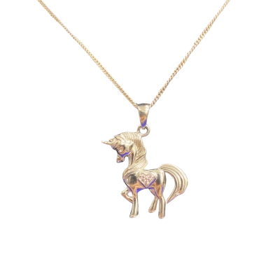  Womens Stirling silver 21cm drop Necklace with unicorn pendant 