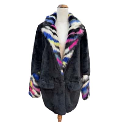  Urbancode London Womens Faux Fur Coat Size 12 Black